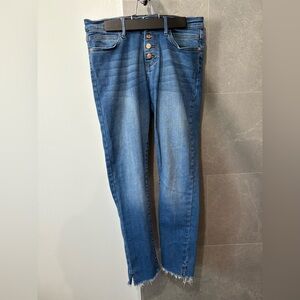 Guess High Rise Blue Jeans with Frayed Hem